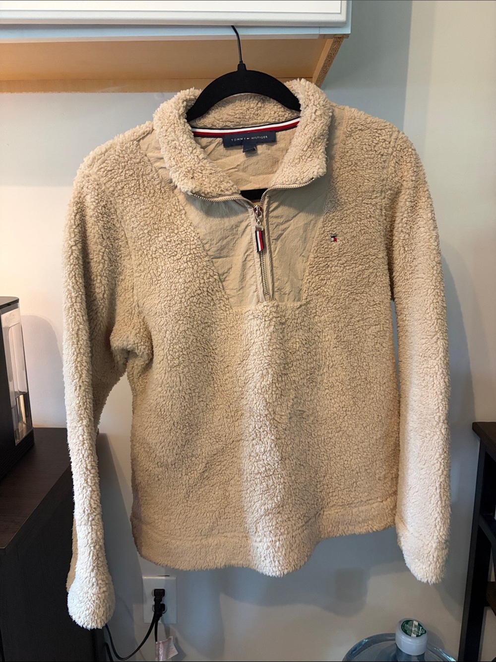Tommy Hilfiger Beige Sherpa Quarter-Zip Pullover